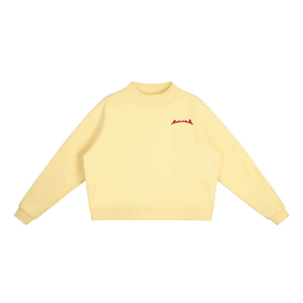 Essential Fleece Mock-Neck Crew Sweatshirt "Jet Fly" July drop
