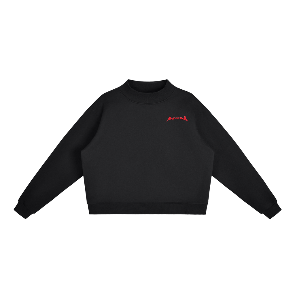 Essential Fleece Mock-Neck Crew Sweatshirt "Jet Fly" July drop