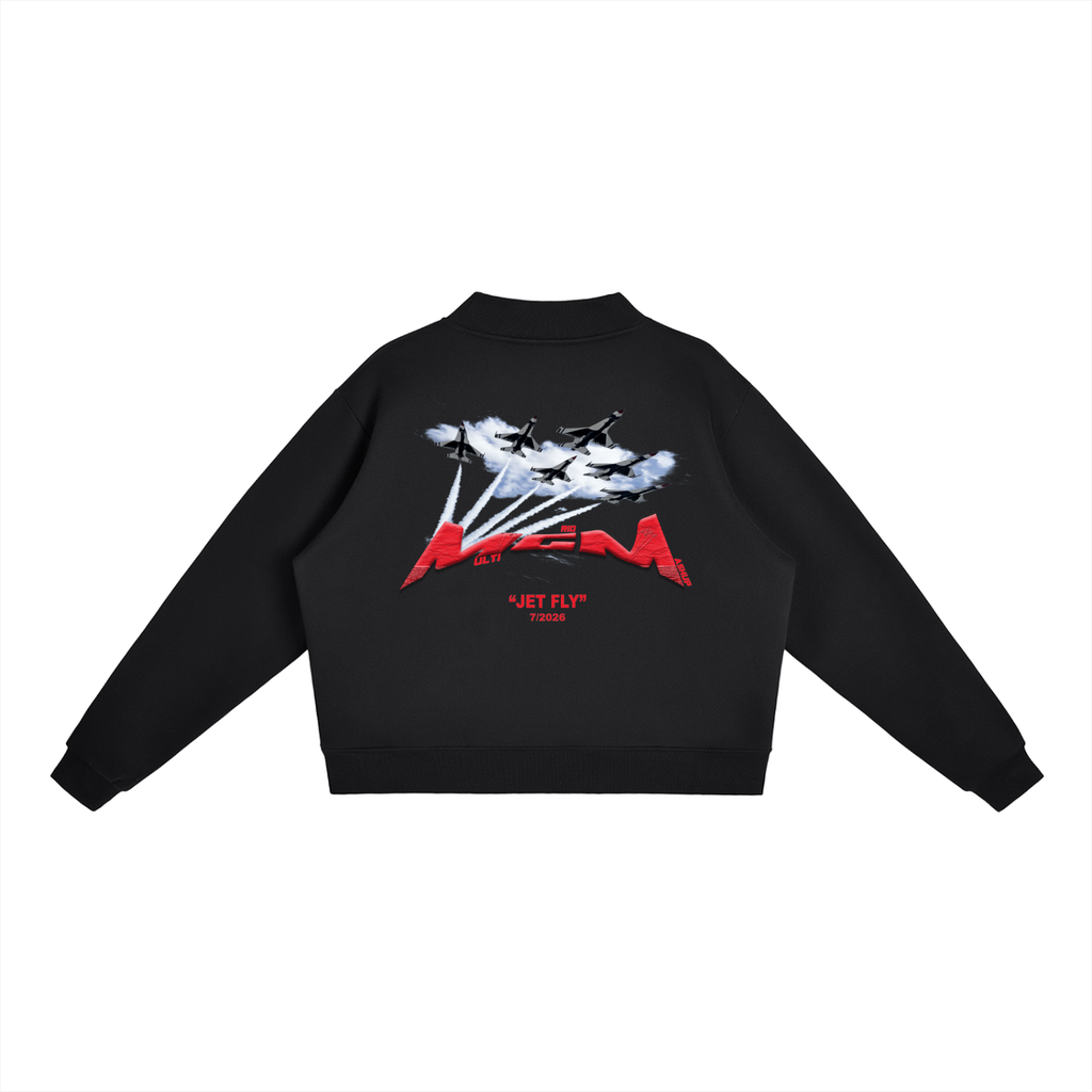 Essential Fleece Mock-Neck Crew Sweatshirt "Jet Fly" July drop