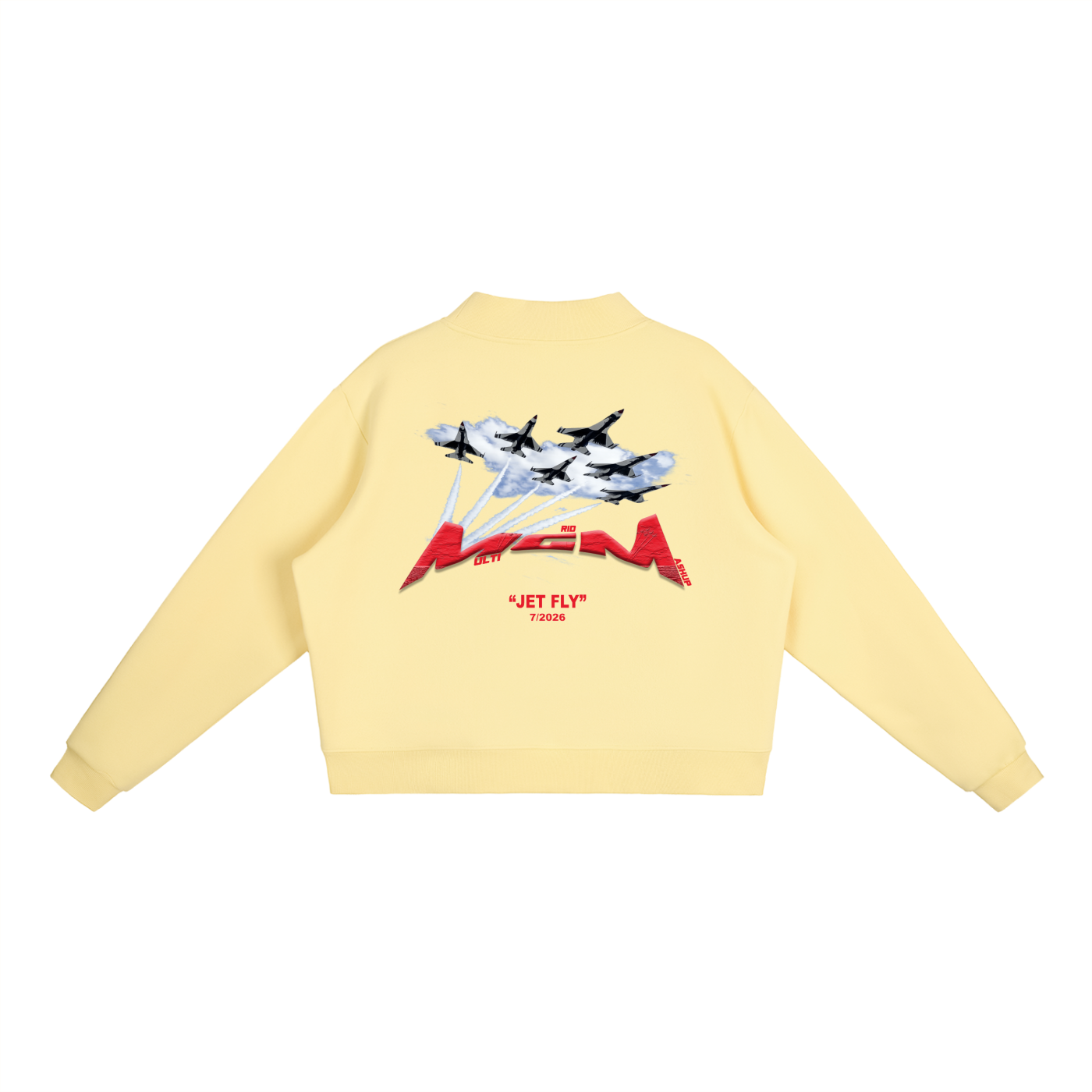 Essential Fleece Mock-Neck Crew Sweatshirt "Jet Fly" July drop