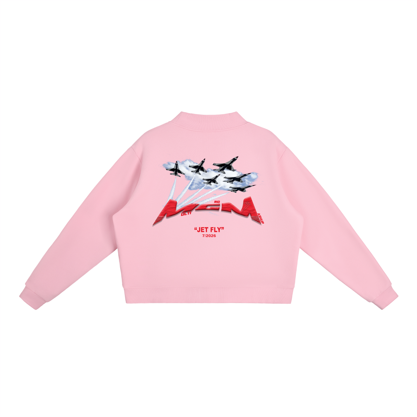 Essential Fleece Mock-Neck Crew Sweatshirt "Jet Fly" July drop